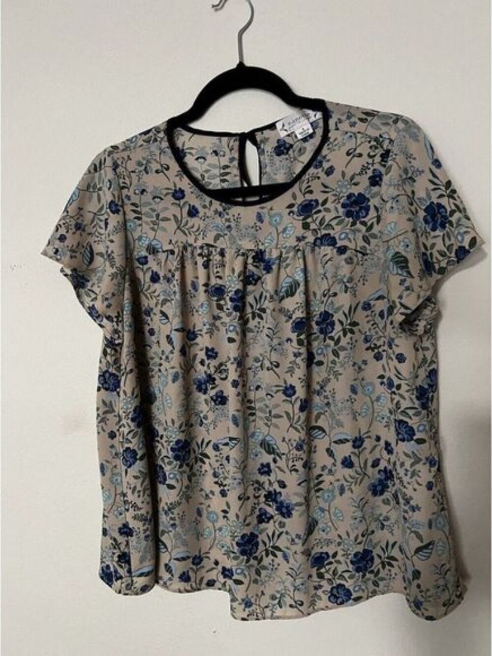 Nannette Lepore Size Small Blue Floral Blouse